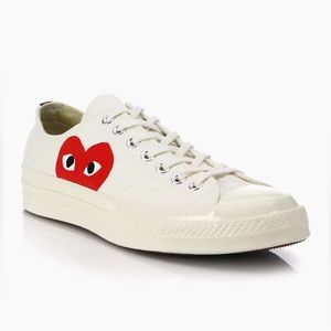 Comme des Garçons White Converse Low Top Sneakers Woman Size 11 (oversized)